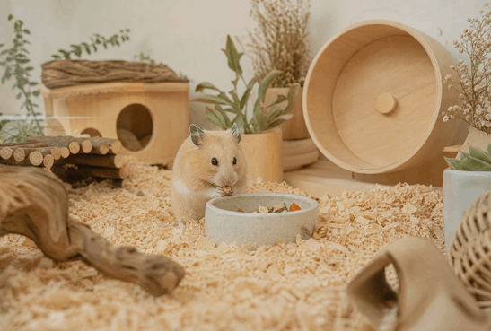pet hamster eating